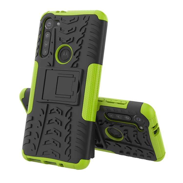 For Motorola Moto G8 Power Tire Texture Shockproof TPU+PC Protective Case with Holder