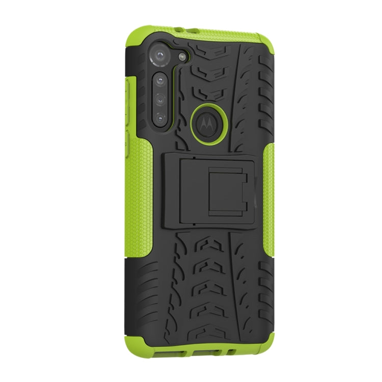 For Motorola Moto G8 Power Tire Texture Shockproof TPU+PC Protective Case with Holder