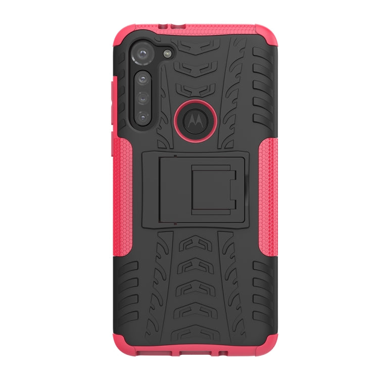 For Motorola Moto G8 Power Tire Texture Shockproof TPU+PC Protective Case with Holder