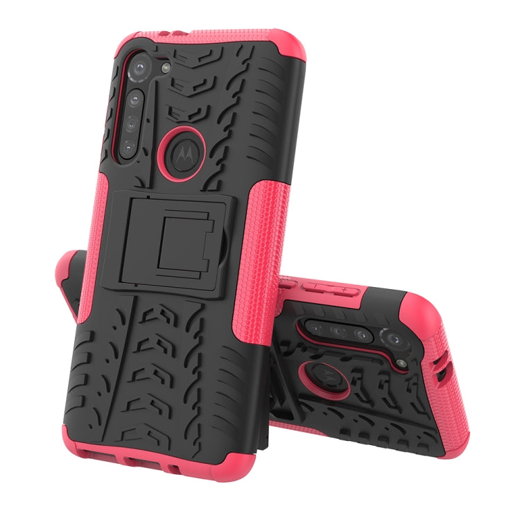 For Motorola Moto G8 Power Tire Texture Shockproof TPU+PC Protective Case with Holder