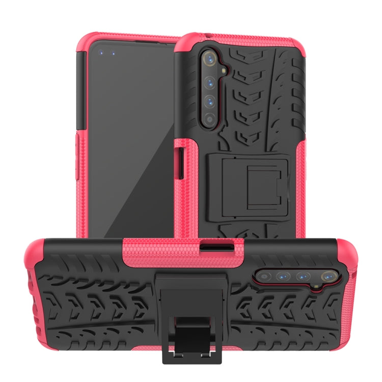 For OPPO Realme 6 Pro Tire Texture Shockproof TPU+PC Protective Case with Holder