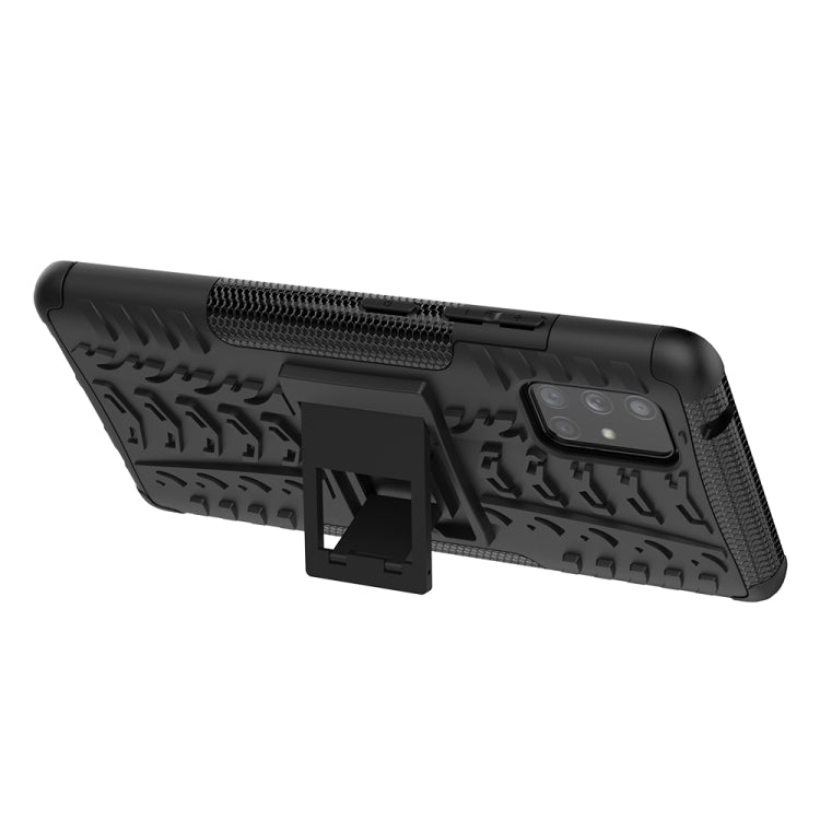 For Samsung Galaxy A71 5G Tire Texture Shockproof TPU+PC Protective Case with Holder