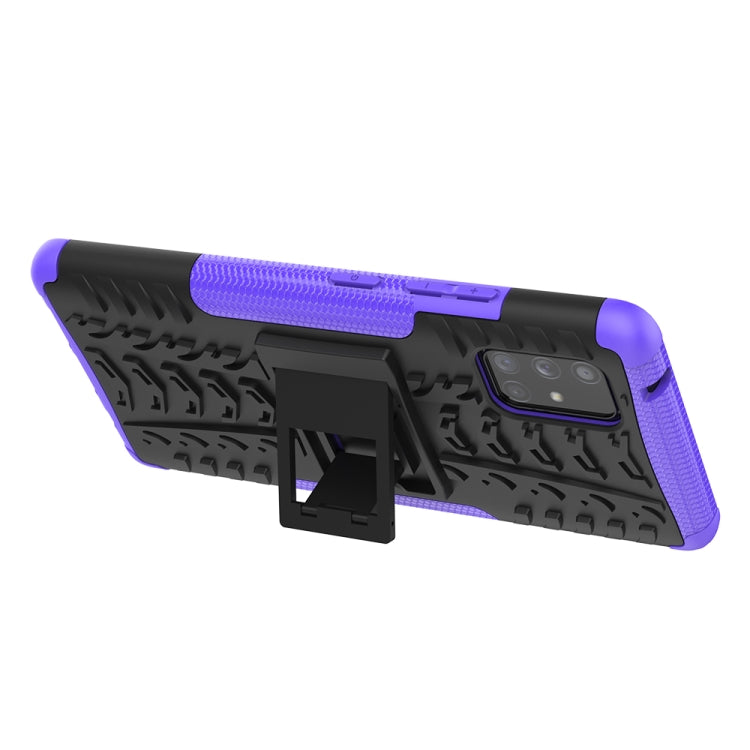 For Samsung Galaxy A71 5G Tire Texture Shockproof TPU+PC Protective Case with Holder