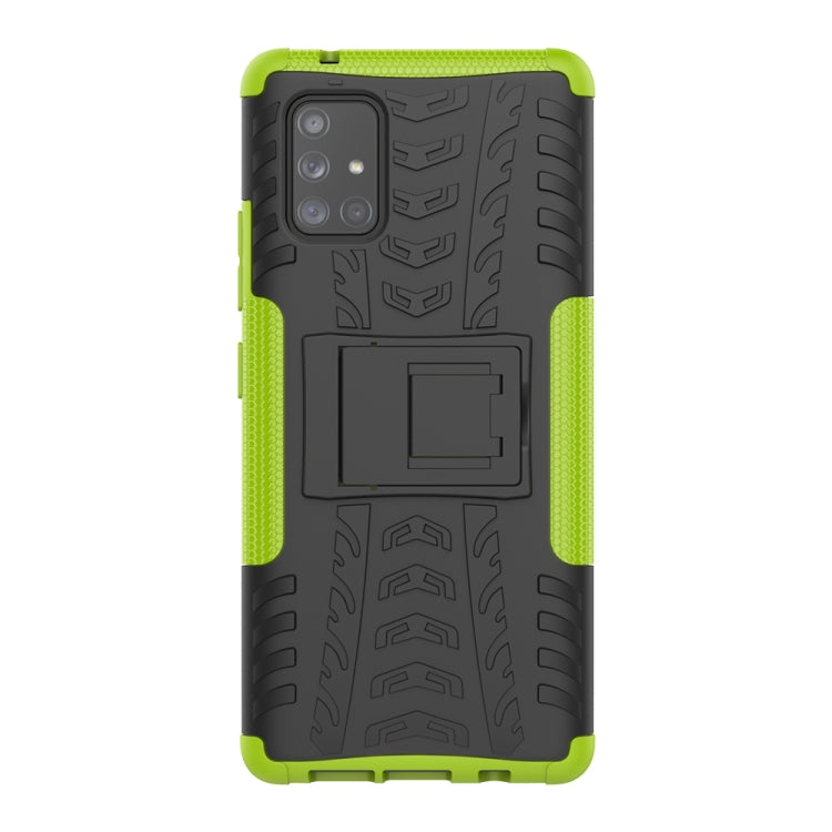 For Samsung Galaxy A71 5G Tire Texture Shockproof TPU+PC Protective Case with Holder