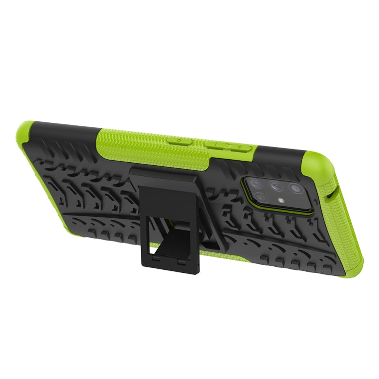 For Samsung Galaxy A71 5G Tire Texture Shockproof TPU+PC Protective Case with Holder
