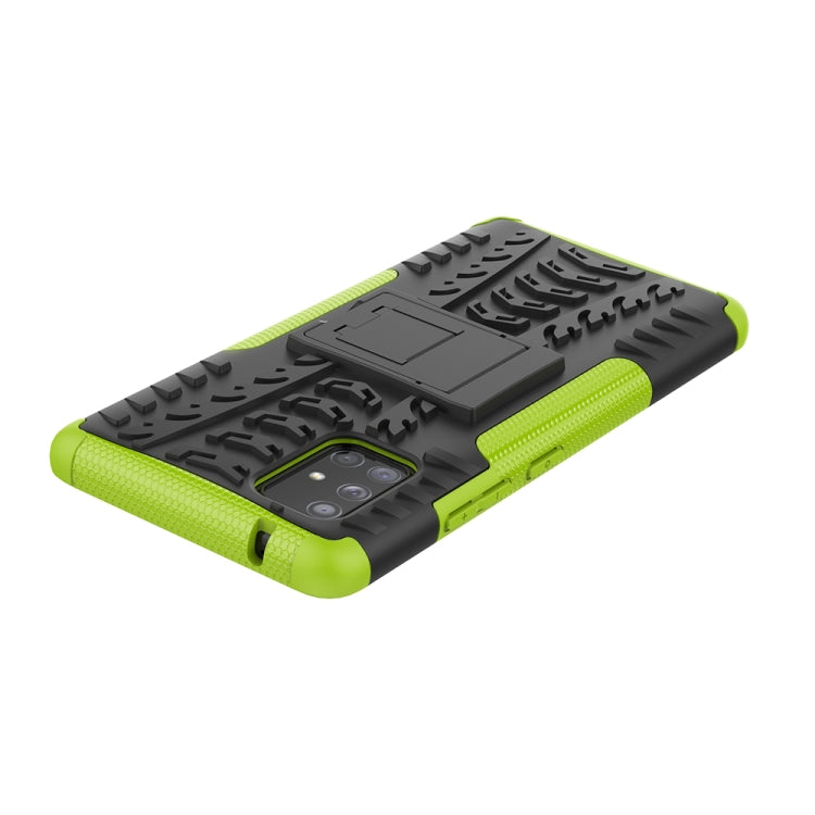 For Samsung Galaxy A71 5G Tire Texture Shockproof TPU+PC Protective Case with Holder