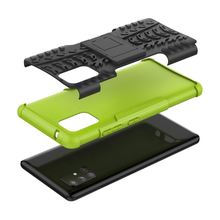 For Samsung Galaxy A71 5G Tire Texture Shockproof TPU+PC Protective Case with Holder