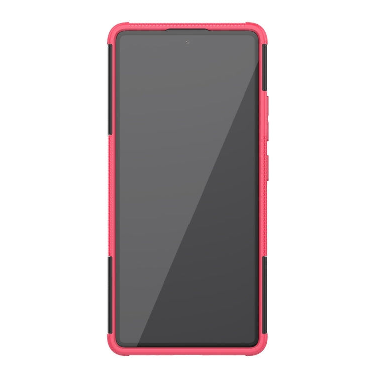 For Samsung Galaxy A71 5G Tire Texture Shockproof TPU+PC Protective Case with Holder