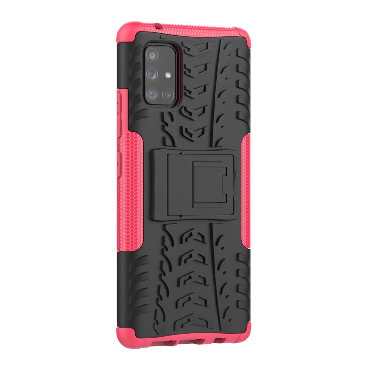 For Samsung Galaxy A71 5G Tire Texture Shockproof TPU+PC Protective Case with Holder