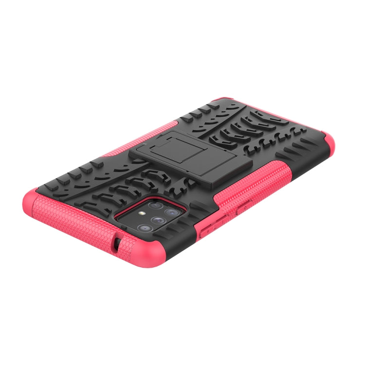 For Samsung Galaxy A71 5G Tire Texture Shockproof TPU+PC Protective Case with Holder