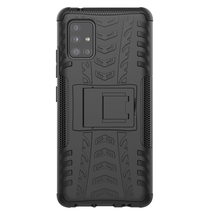 For Samsung Galaxy A51 5G Tire Texture Shockproof TPU+PC Protective Case with Holder