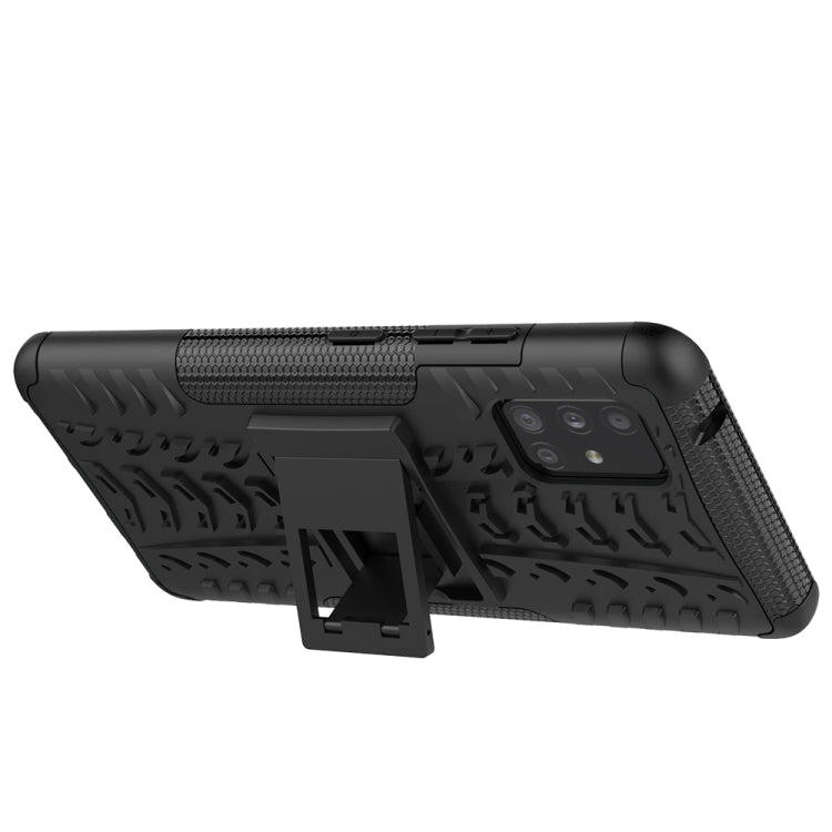 For Samsung Galaxy A51 5G Tire Texture Shockproof TPU+PC Protective Case with Holder