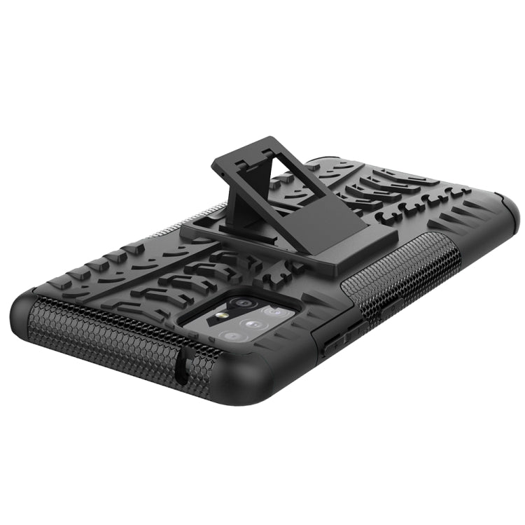 For Samsung Galaxy A51 5G Tire Texture Shockproof TPU+PC Protective Case with Holder