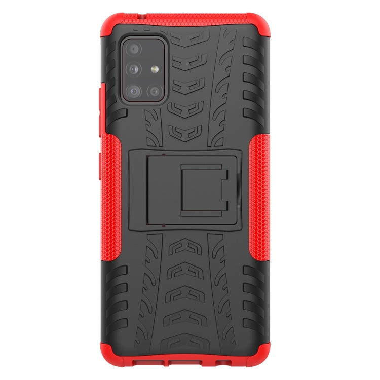 For Samsung Galaxy A51 5G Tire Texture Shockproof TPU+PC Protective Case with Holder