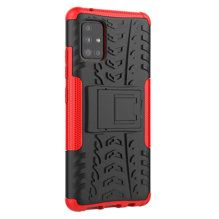 For Samsung Galaxy A51 5G Tire Texture Shockproof TPU+PC Protective Case with Holder