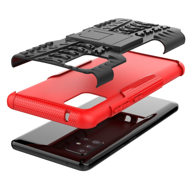 For Samsung Galaxy A51 5G Tire Texture Shockproof TPU+PC Protective Case with Holder