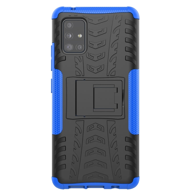 For Samsung Galaxy A51 5G Tire Texture Shockproof TPU+PC Protective Case with Holder