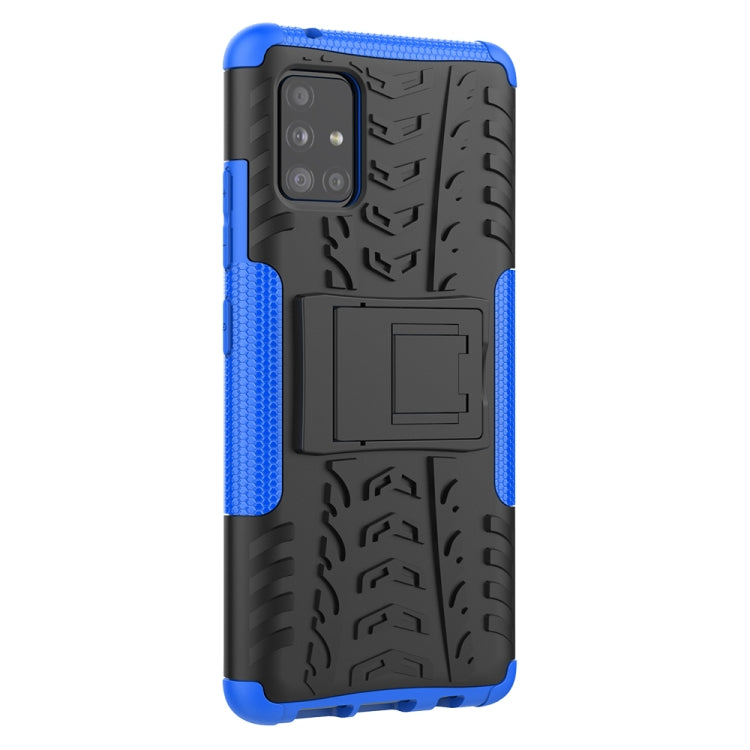 For Samsung Galaxy A51 5G Tire Texture Shockproof TPU+PC Protective Case with Holder