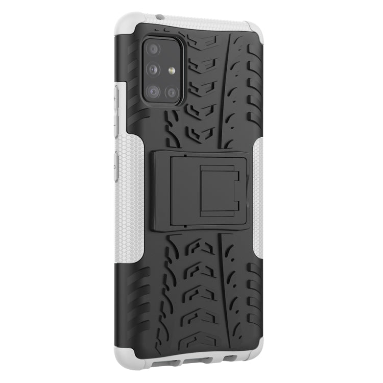 For Samsung Galaxy A51 5G Tire Texture Shockproof TPU+PC Protective Case with Holder