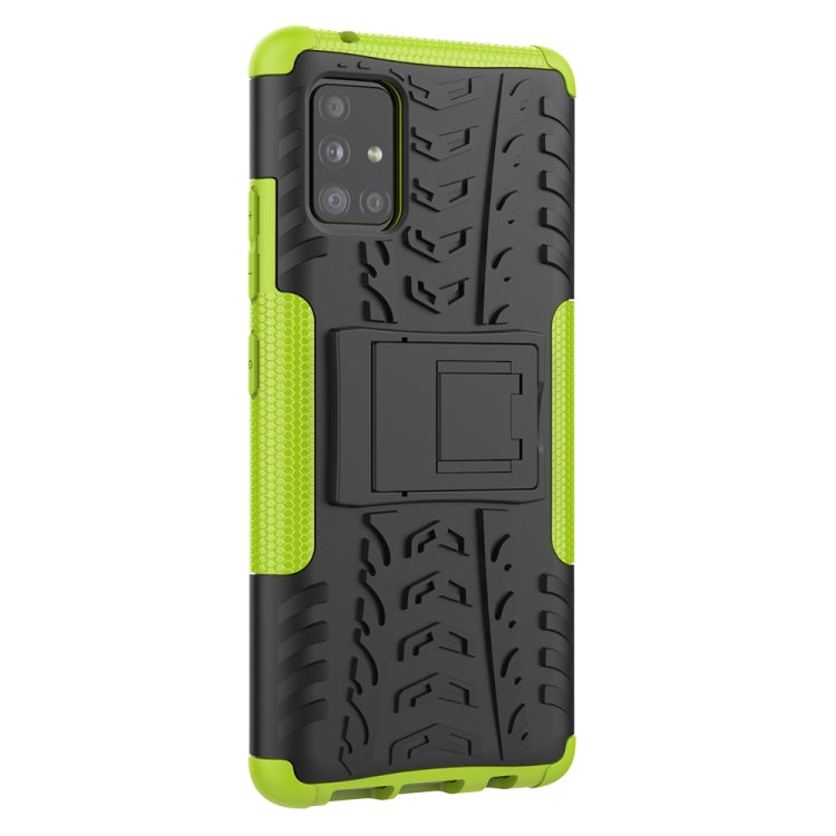 For Samsung Galaxy A51 5G Tire Texture Shockproof TPU+PC Protective Case with Holder