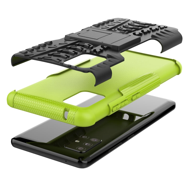 For Samsung Galaxy A51 5G Tire Texture Shockproof TPU+PC Protective Case with Holder