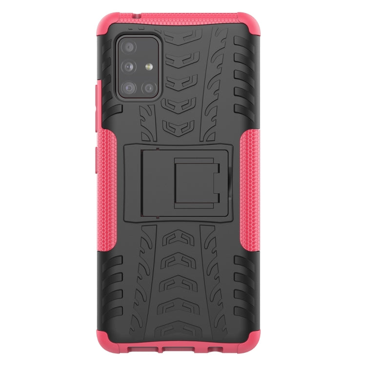 For Samsung Galaxy A51 5G Tire Texture Shockproof TPU+PC Protective Case with Holder