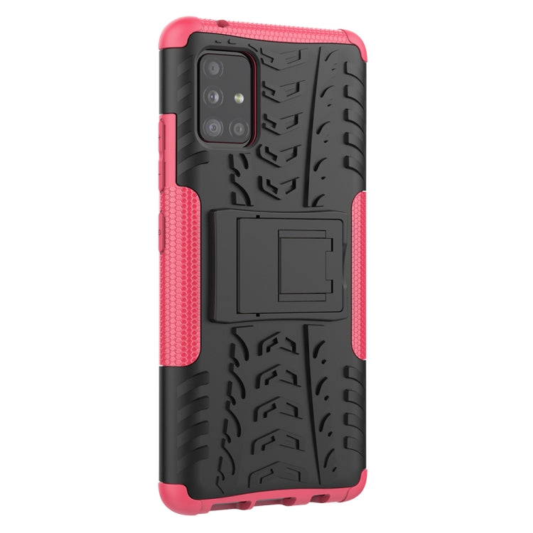 For Samsung Galaxy A51 5G Tire Texture Shockproof TPU+PC Protective Case with Holder
