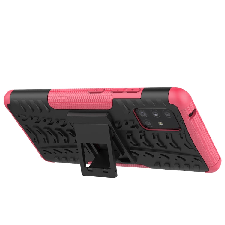 For Samsung Galaxy A51 5G Tire Texture Shockproof TPU+PC Protective Case with Holder