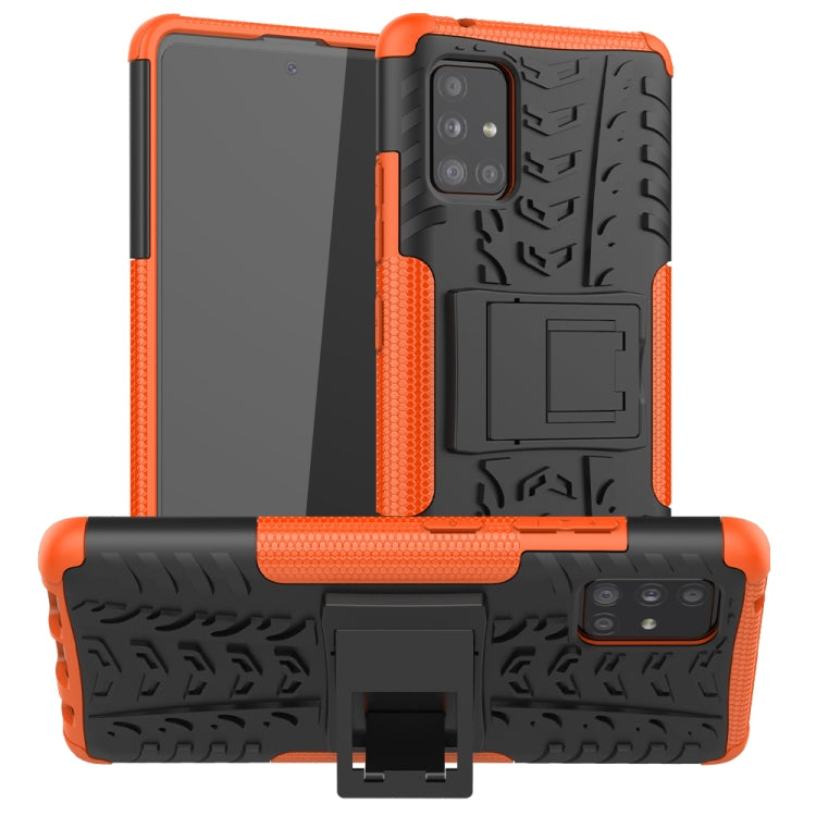 For Samsung Galaxy A51 5G Tire Texture Shockproof TPU+PC Protective Case with Holder