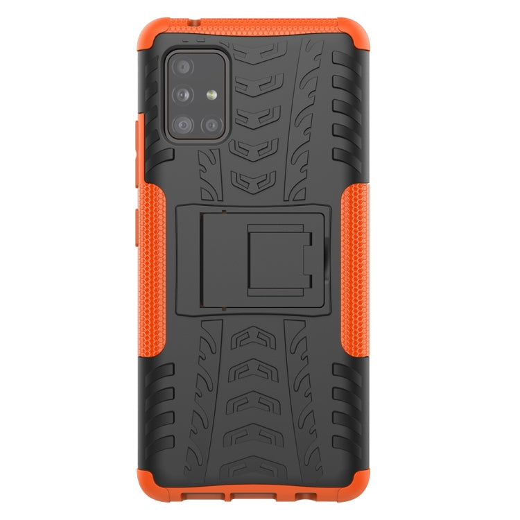 For Samsung Galaxy A51 5G Tire Texture Shockproof TPU+PC Protective Case with Holder