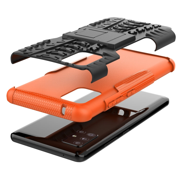 For Samsung Galaxy A51 5G Tire Texture Shockproof TPU+PC Protective Case with Holder