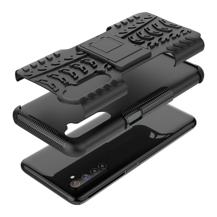 For OPPO Realme 6 Tire Texture Shockproof TPU+PC Protective Case,with Holder