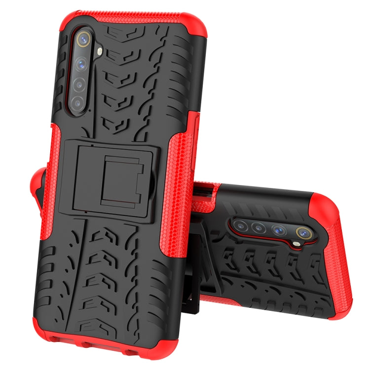For OPPO Realme 6 Tire Texture Shockproof TPU+PC Protective Case,with Holder