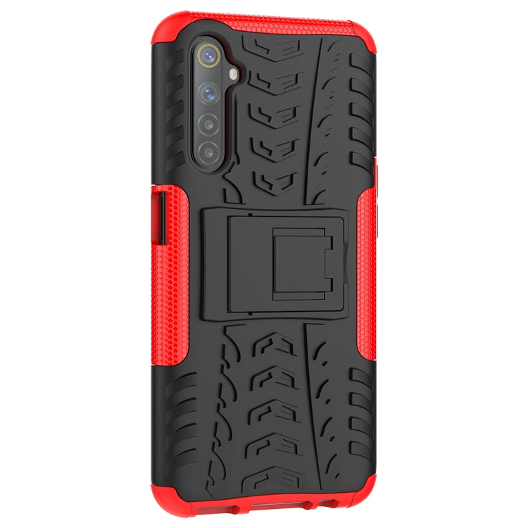 For OPPO Realme 6 Tire Texture Shockproof TPU+PC Protective Case,with Holder
