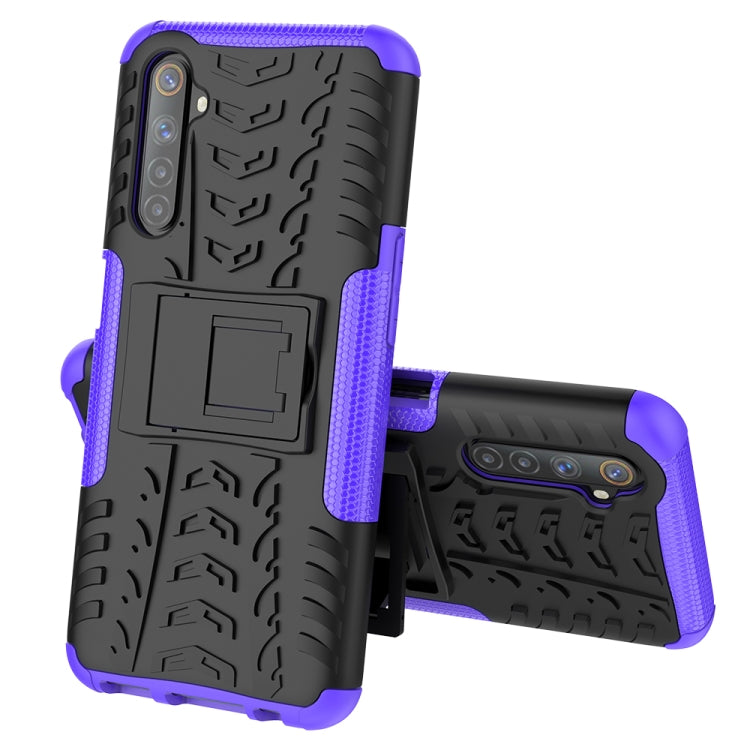 For OPPO Realme 6 Tire Texture Shockproof TPU+PC Protective Case,with Holder