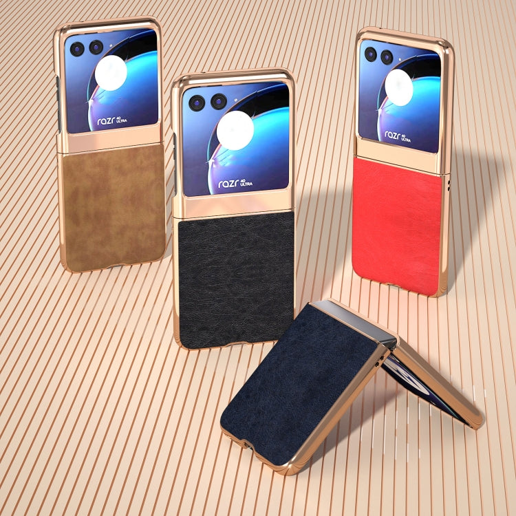 For Motorola Razr 40 Ultra Nano Plating Retro Litchi Texture PU Phone Case