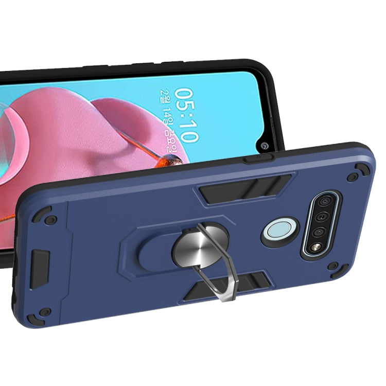 For LG K51 / Q51 2 in 1 Armour Series PC + TPU Protective Case with Ring Holder