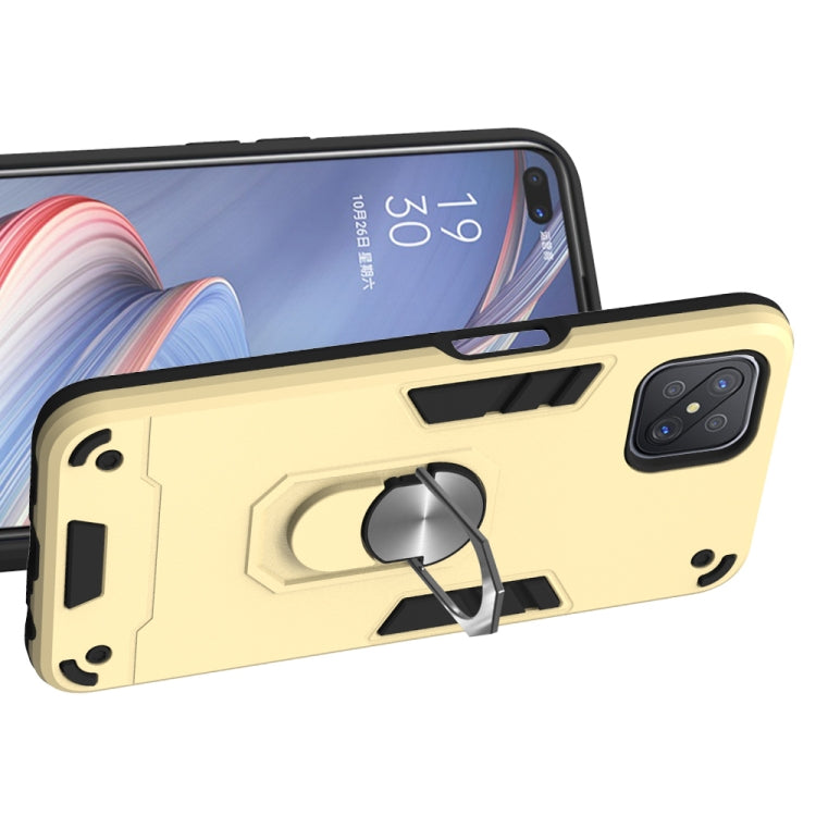 For OPPO A92s 2 in 1 Armour Series PC + TPU Protective Case with Ring Holder
