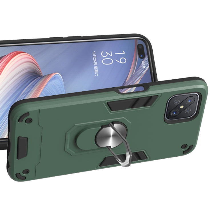 For OPPO A92s 2 in 1 Armour Series PC + TPU Protective Case with Ring Holder