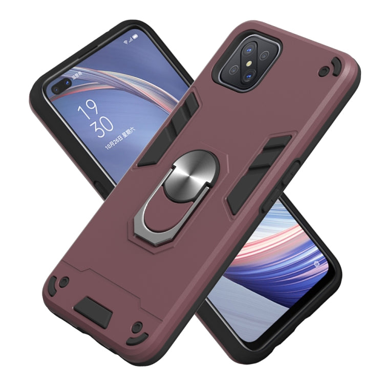 For OPPO A92s 2 in 1 Armour Series PC + TPU Protective Case with Ring Holder