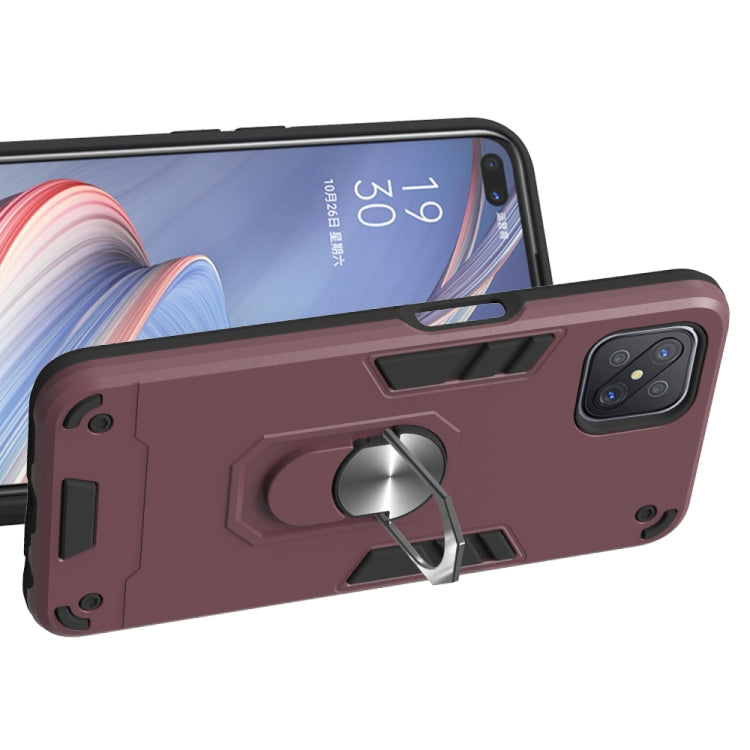 For OPPO A92s 2 in 1 Armour Series PC + TPU Protective Case with Ring Holder