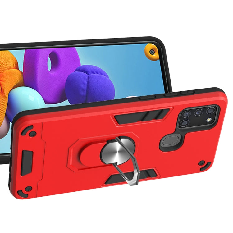 For Samsung Galaxy A21s 2 in 1 Armour Series PC + TPU Protective Case with Ring Holder