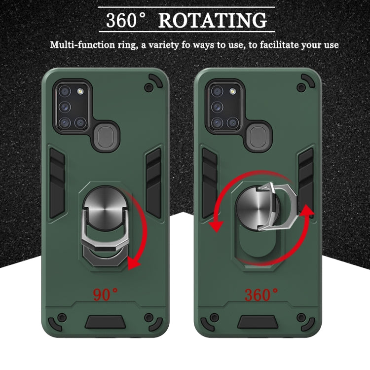 For Samsung Galaxy A21s 2 in 1 Armour Series PC + TPU Protective Case with Ring Holder