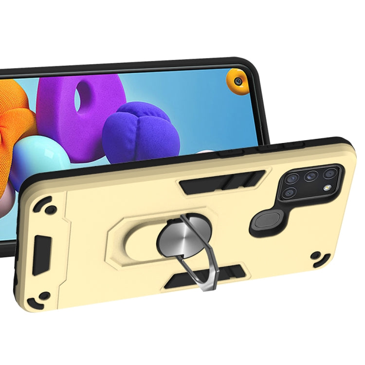 For Samsung Galaxy A21s 2 in 1 Armour Series PC + TPU Protective Case with Ring Holder