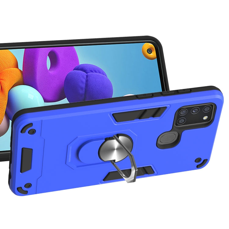 For Samsung Galaxy A21s 2 in 1 Armour Series PC + TPU Protective Case with Ring Holder