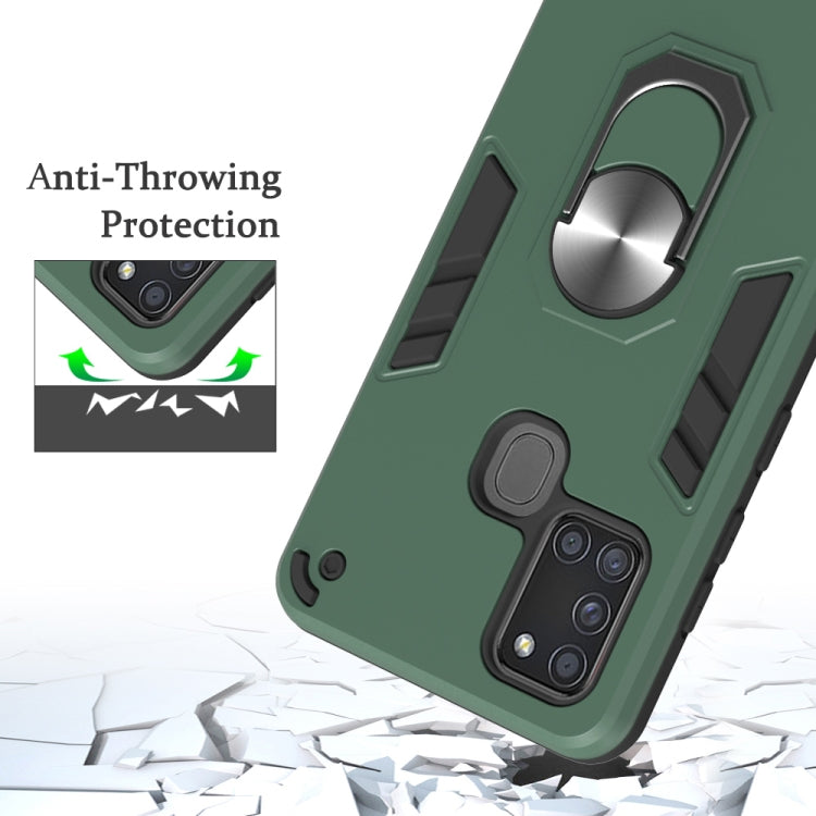 For Samsung Galaxy A21s 2 in 1 Armour Series PC + TPU Protective Case with Ring Holder