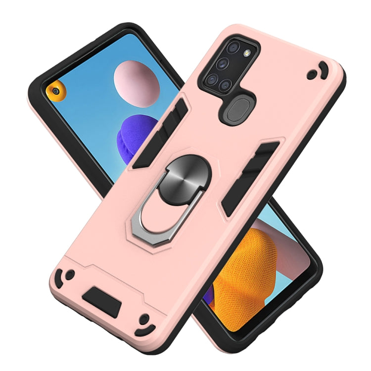 For Samsung Galaxy A21s 2 in 1 Armour Series PC + TPU Protective Case with Ring Holder