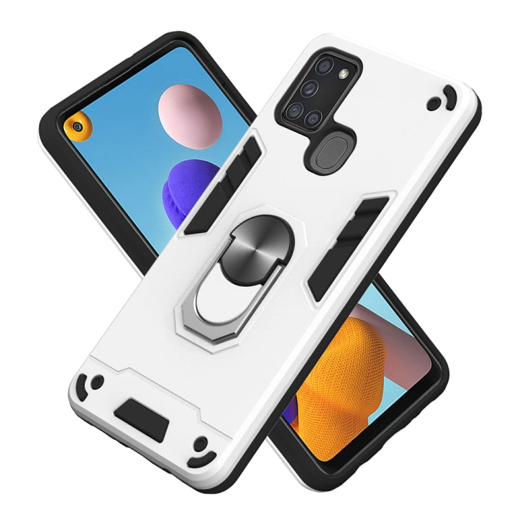 For Samsung Galaxy A21s 2 in 1 Armour Series PC + TPU Protective Case with Ring Holder