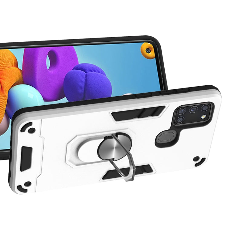 For Samsung Galaxy A21s 2 in 1 Armour Series PC + TPU Protective Case with Ring Holder