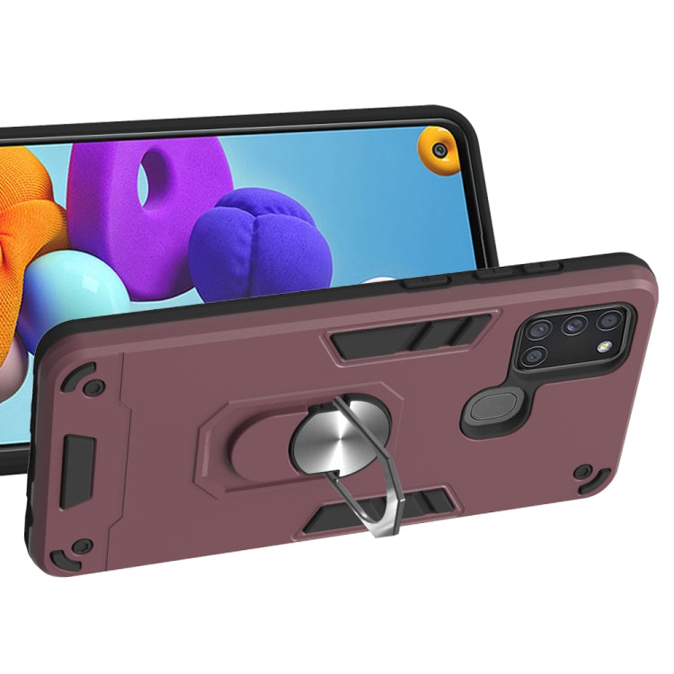 For Samsung Galaxy A21s 2 in 1 Armour Series PC + TPU Protective Case with Ring Holder